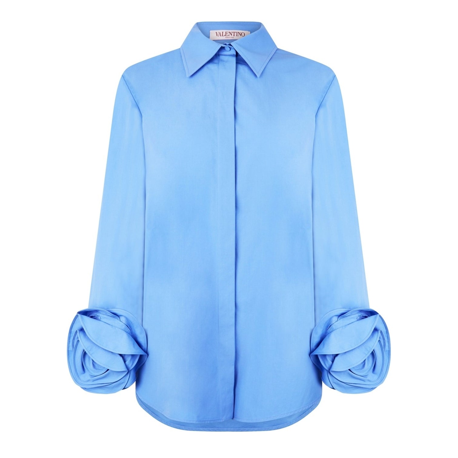 LUXURY HUB VALENTINO ROSE APPLIQUE POPLIN SHIRT