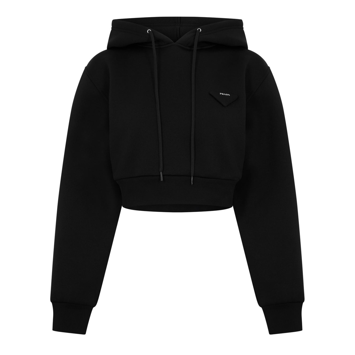 LUXURY HUB PRADA TRIANGLE CROPPED FLEECE HOODIE