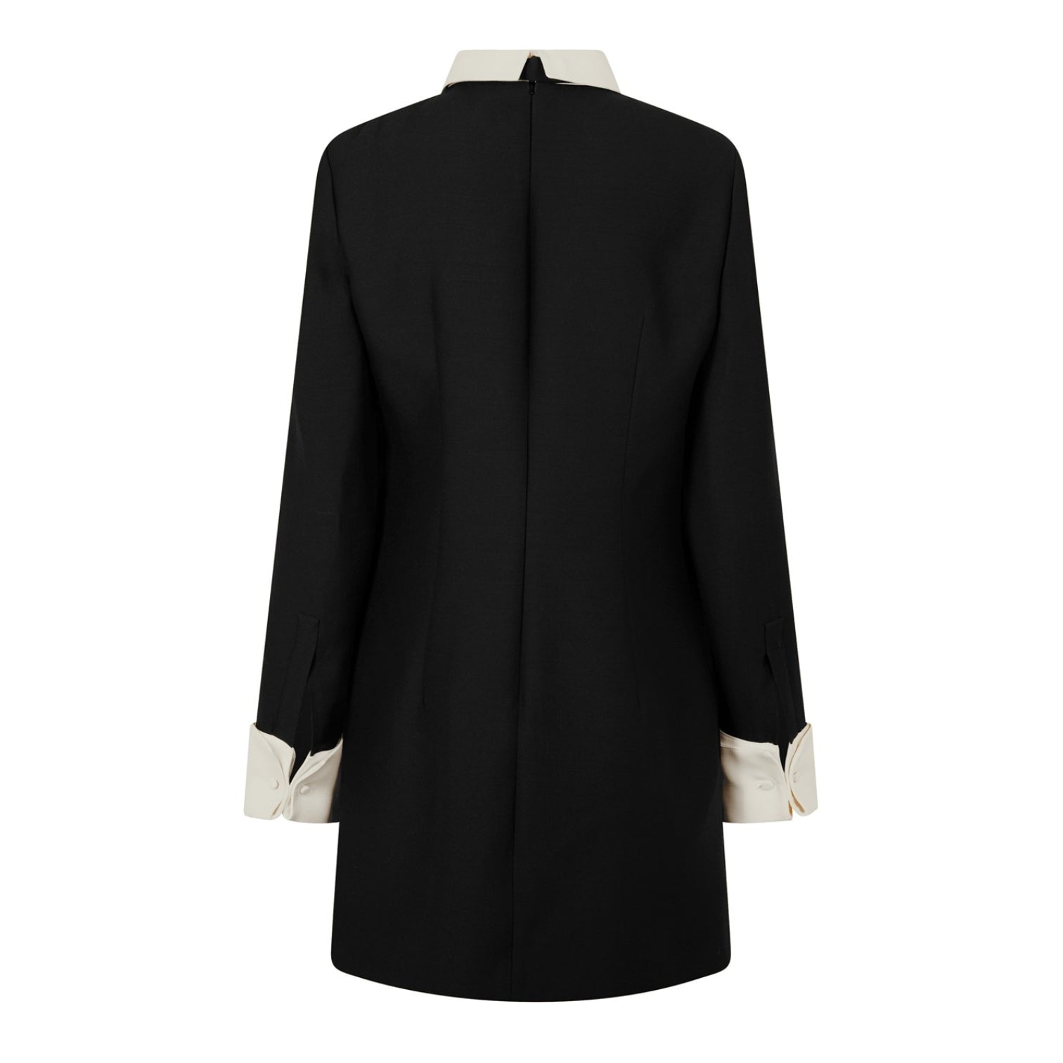 LUXURY HUB VALENTINO CONTRAST COLLAR LONG SLEEVE SHIRT DRESS