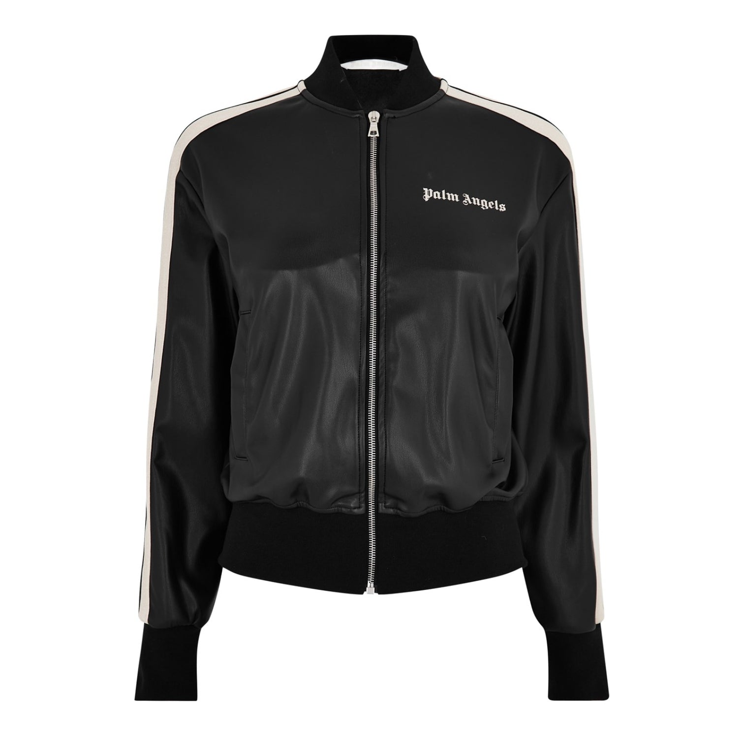 LUXURY HUB PALM ANGELS LEATHER EFFECT BOMBER TRACK JACKET