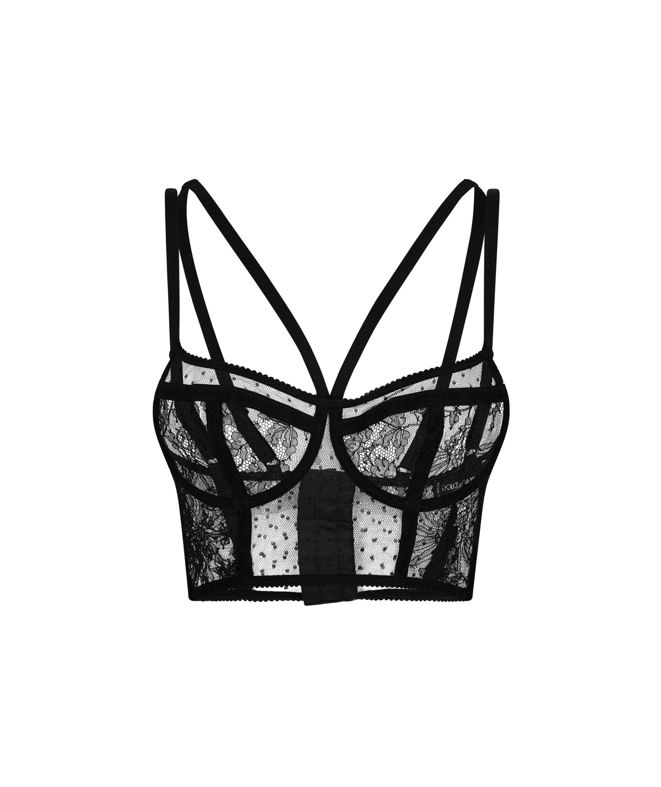 LUXURY HUB DOLCE AND GABBANA SEMI SHEERED BALCONETTE BRA