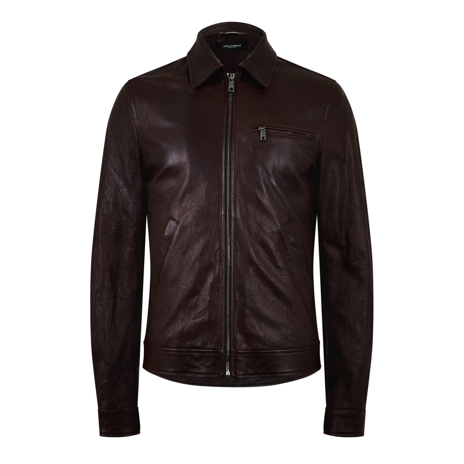 LUXURY HUB DOLCE AND GABBANA DG CRACK LEATHER JACKET