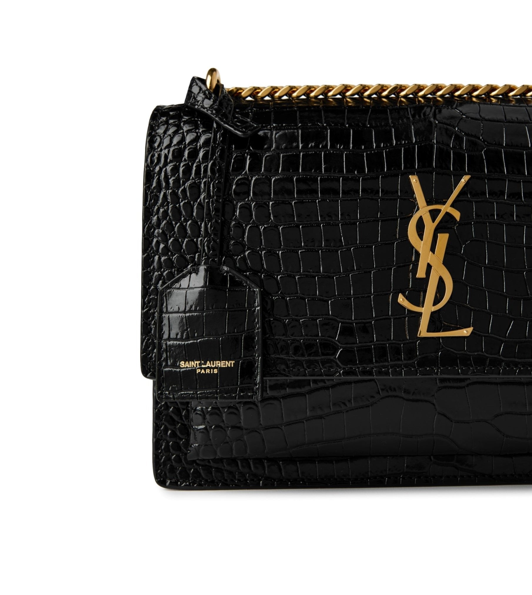 LUXURY HUB SAINT LAURENT SUNSET CROCODILE-EFFECT SHOULDER BAG