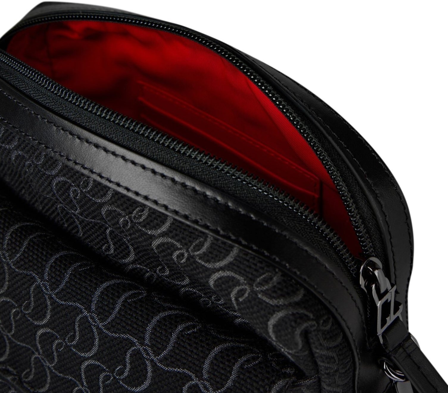 LUXURY HUB CHRISTIAN LOUBOUTIN ZIP N FLY LOGO JACQUARD MESSENGER BAG