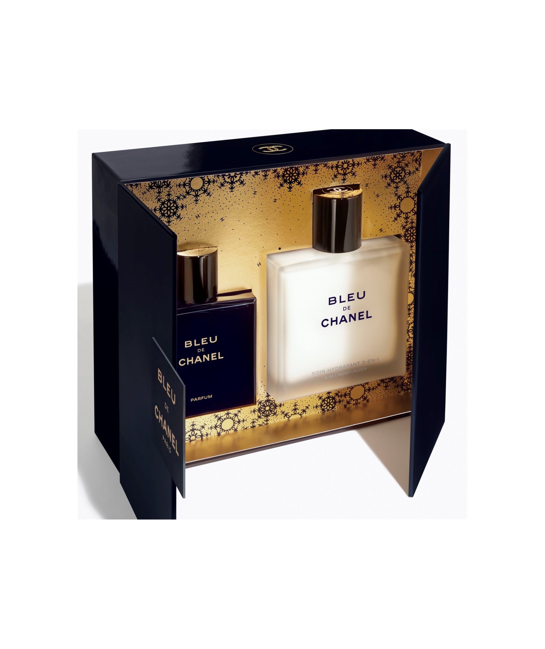 LUXURY HUB CHANEL BLEU DE CHANEL CASE PARFUM 50 ML AND 3-IN-1 MOISTURIZER 90 ML