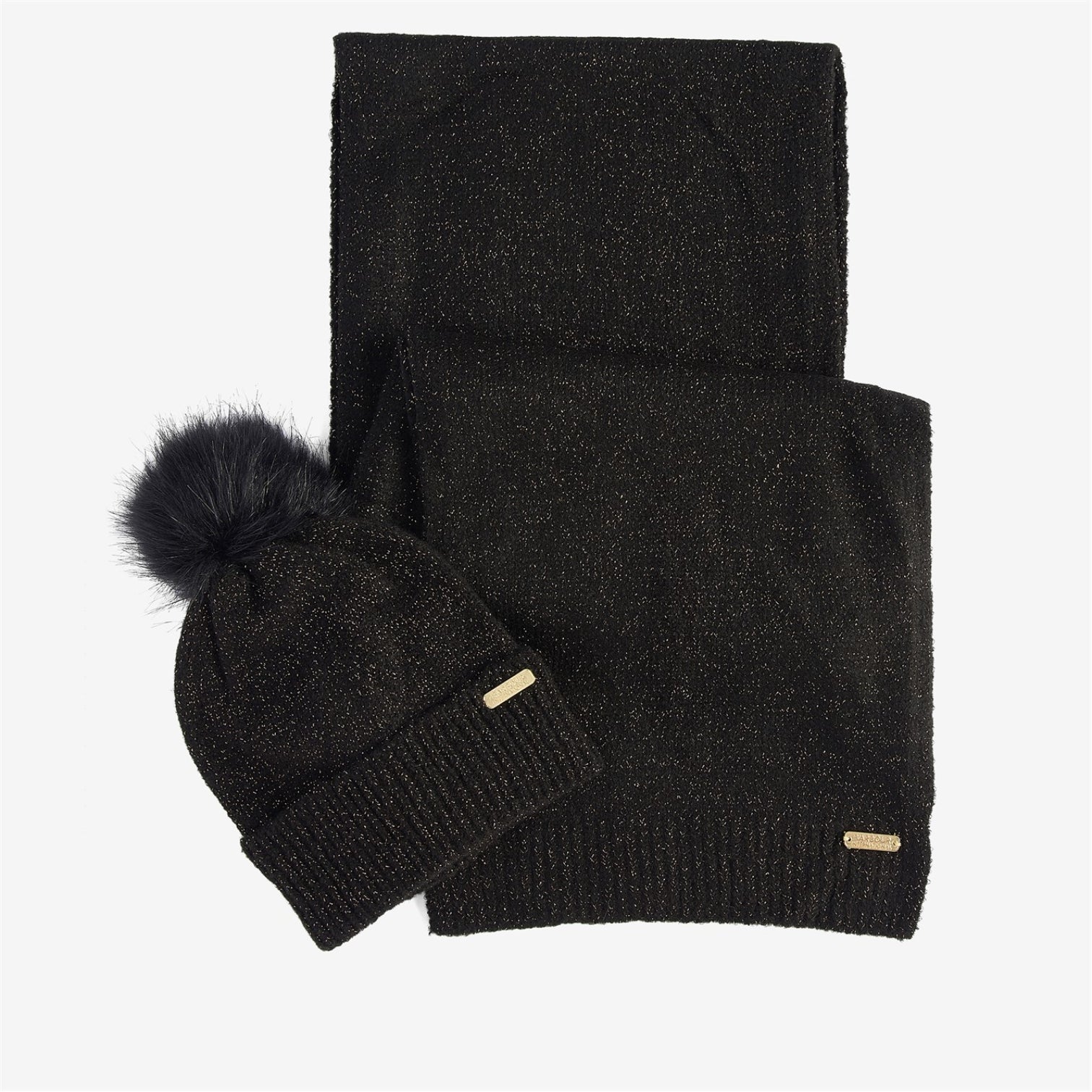 LUXURY HUB BARBOUR INTERNATIONAL SPARKLE BEANIE & SCARF GIFT SET