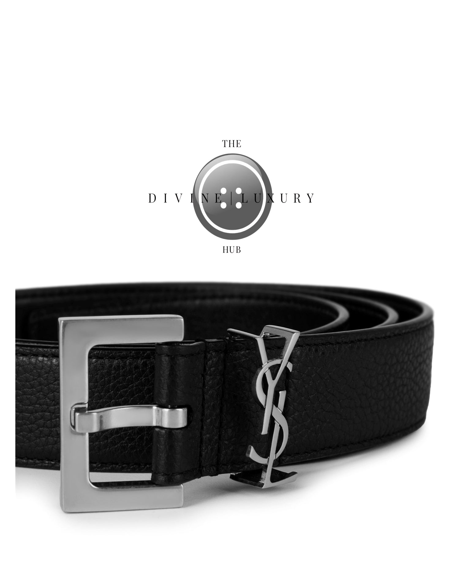 LUXURY HUB SAINT LAURENT LEATHER CASSANDRE BUCKLE BELT