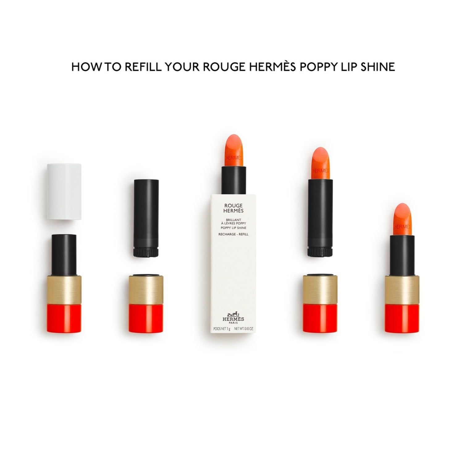 LUXURY HUB HERMES ROUGE HERMÈS, POPPY LIP SHINE REFILL