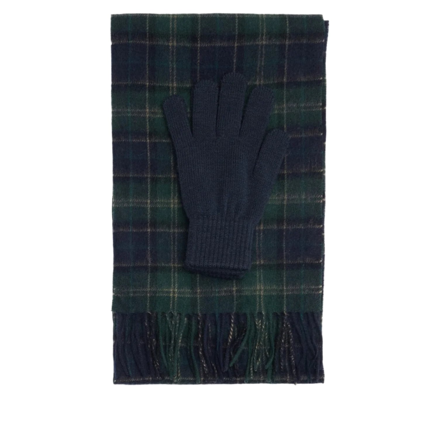 LUXURY HUB BARBOUR TARTAN SCARF & GLOVE GIFT SET