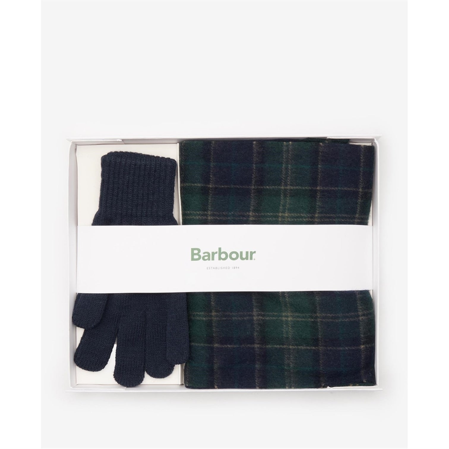 LUXURY HUB BARBOUR TARTAN SCARF & GLOVE GIFT SET