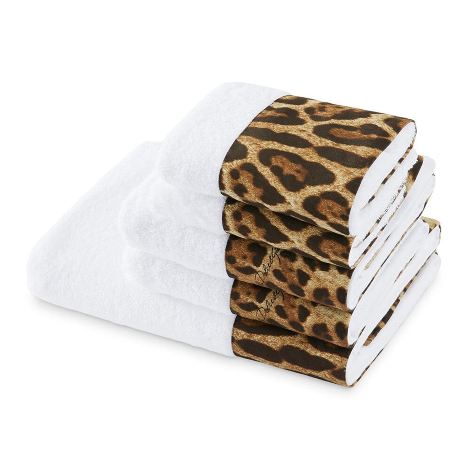 LUXURY HUB DOLCE AND GABBANA CASA LEOPARD 5 PIECE TOWEL SET