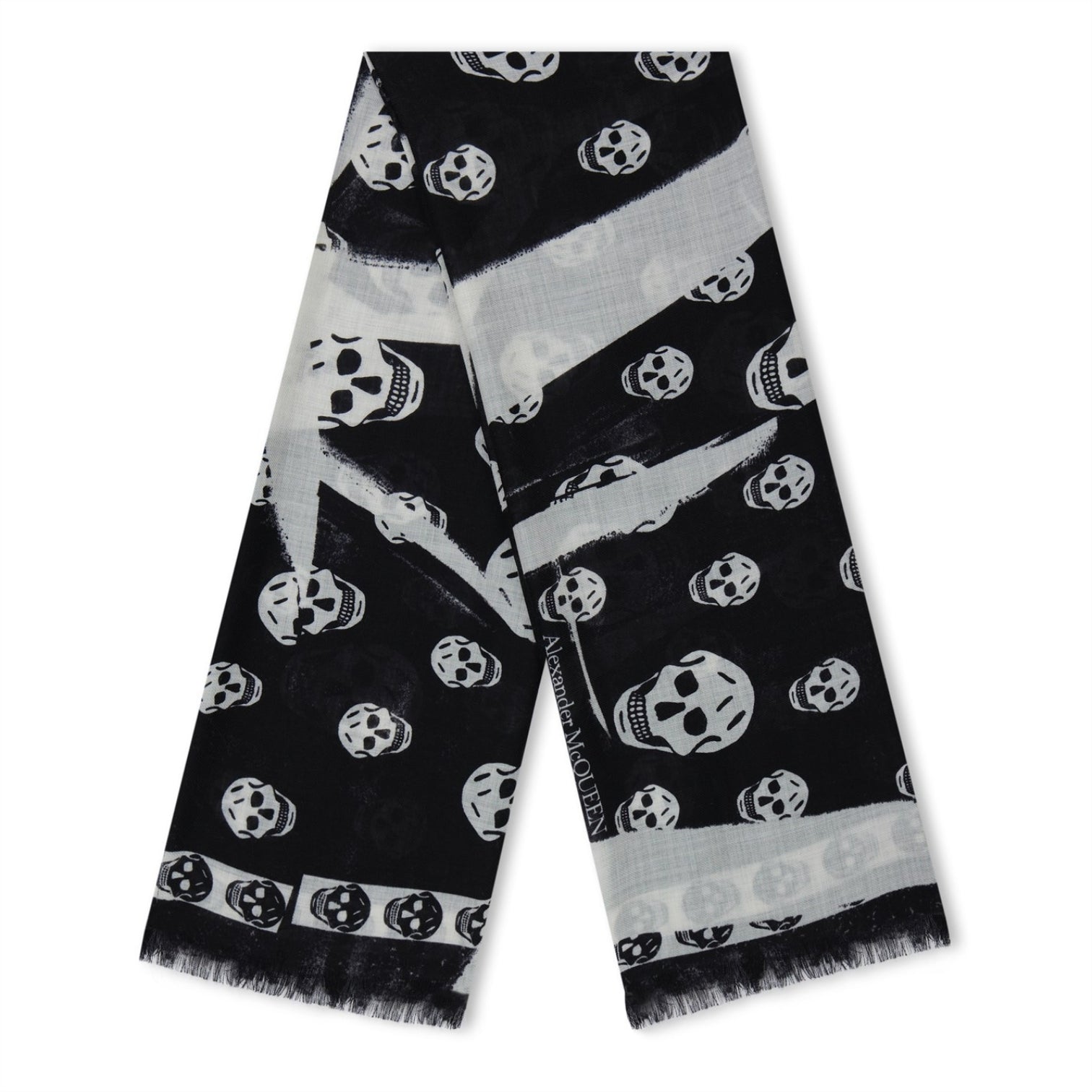 LUXURY HUB ALEXANDER MCQUEEN SLASHED SKULL SCARF