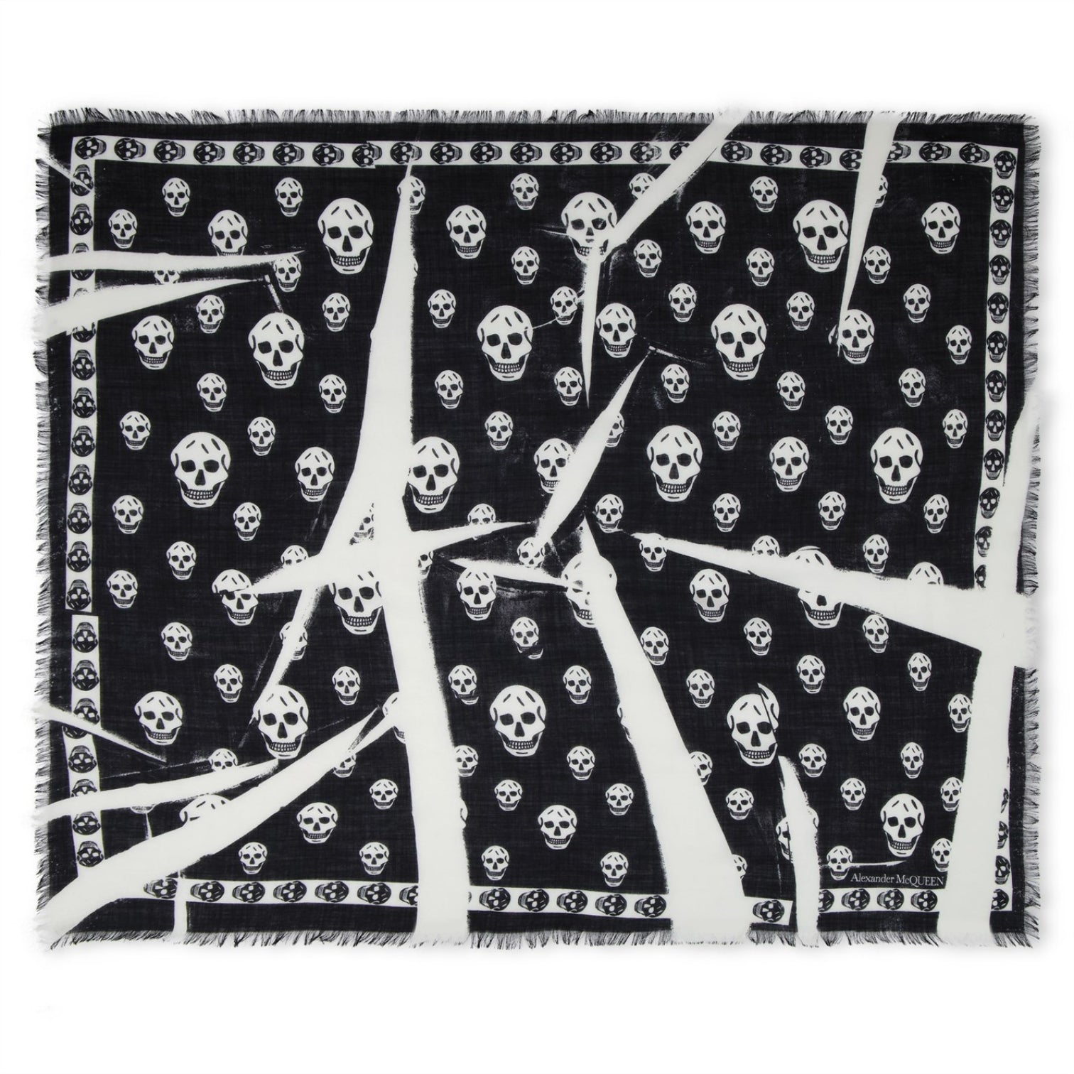 LUXURY HUB ALEXANDER MCQUEEN SLASHED SKULL SCARF