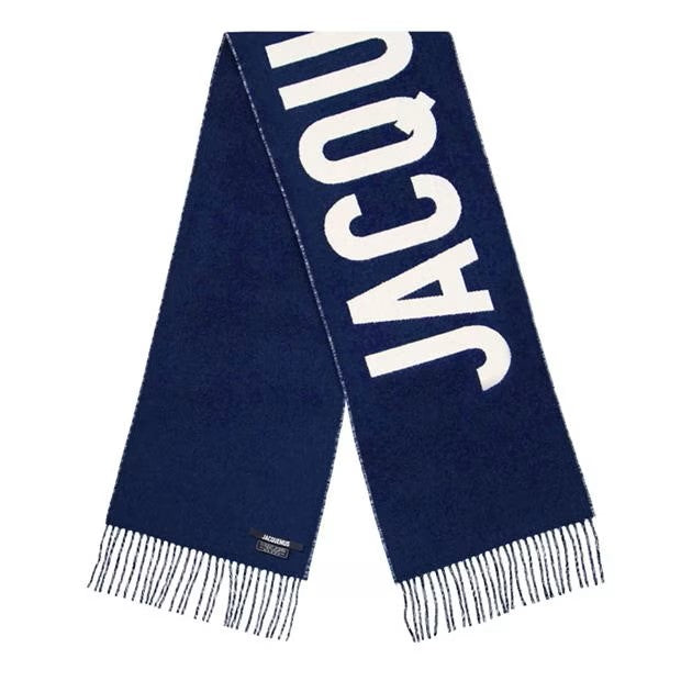 LUXURY HUB JACQUEMUS L ECHARPE FRINGE LOGO SCARF