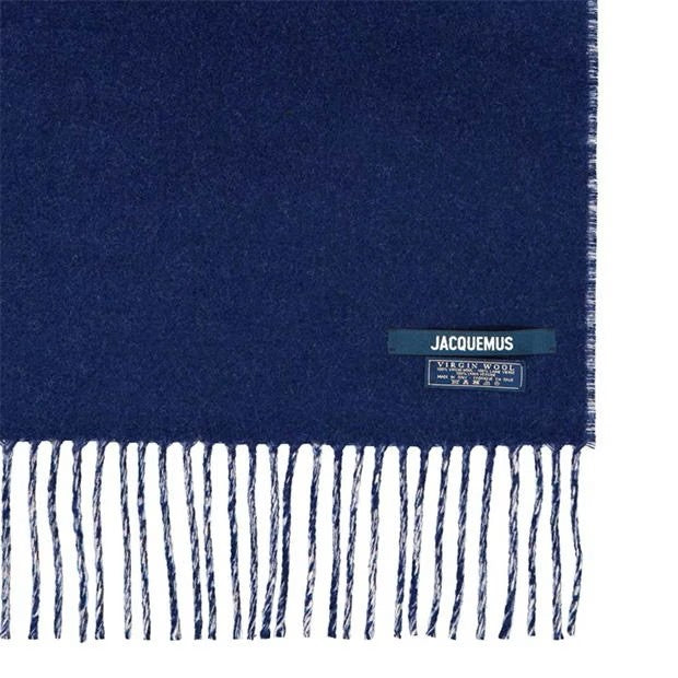 LUXURY HUB JACQUEMUS L ECHARPE FRINGE LOGO SCARF