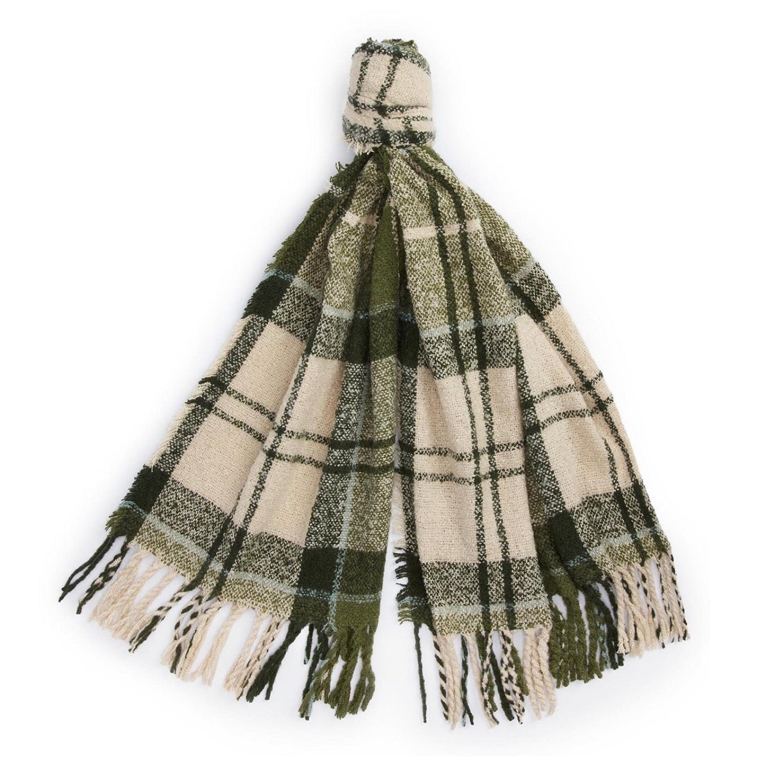 LUXURY HUB BARBOUR TARTAN BOUCLE SCARF