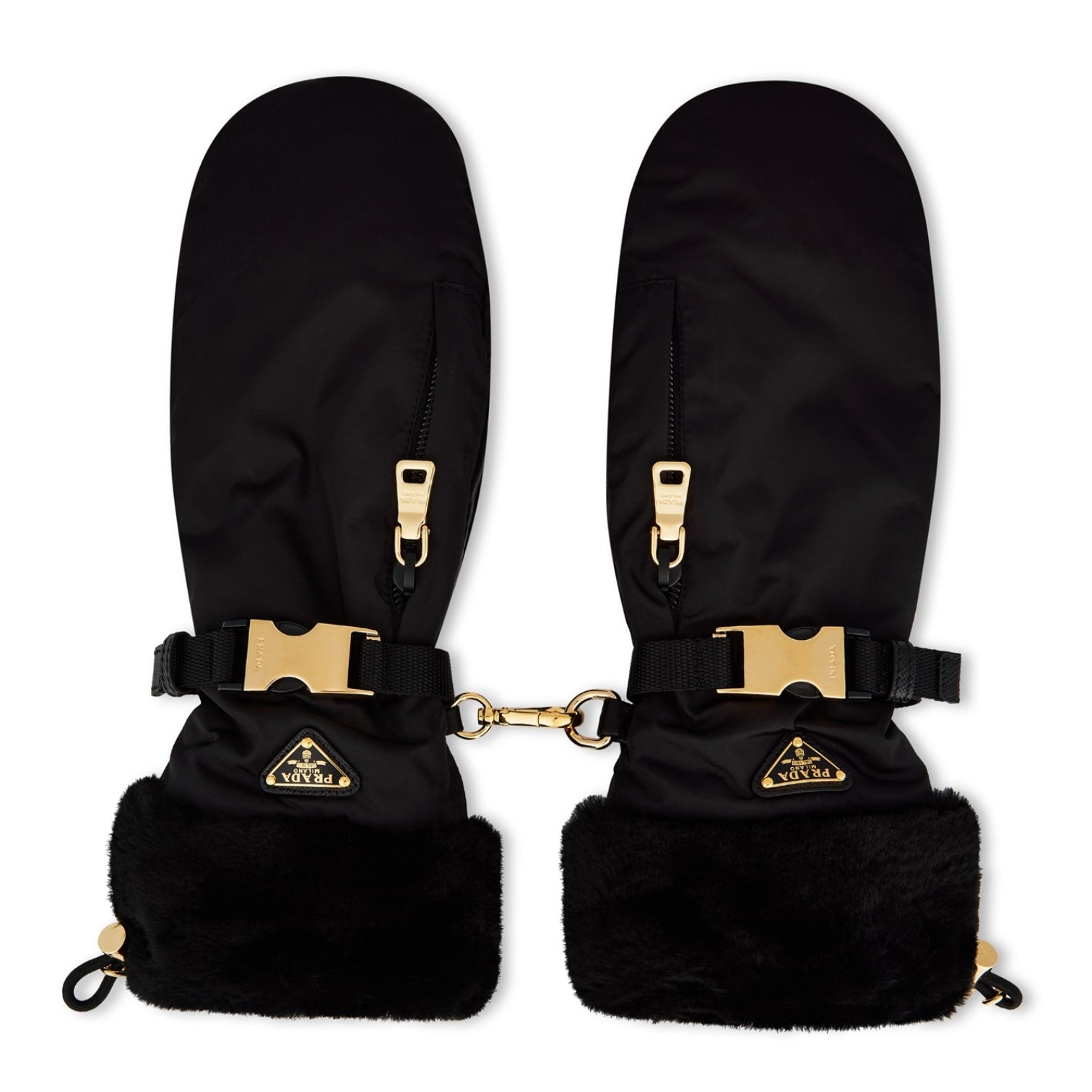 LUXURY HUB PRADA RE-NYLON SHEARLING MITTENS