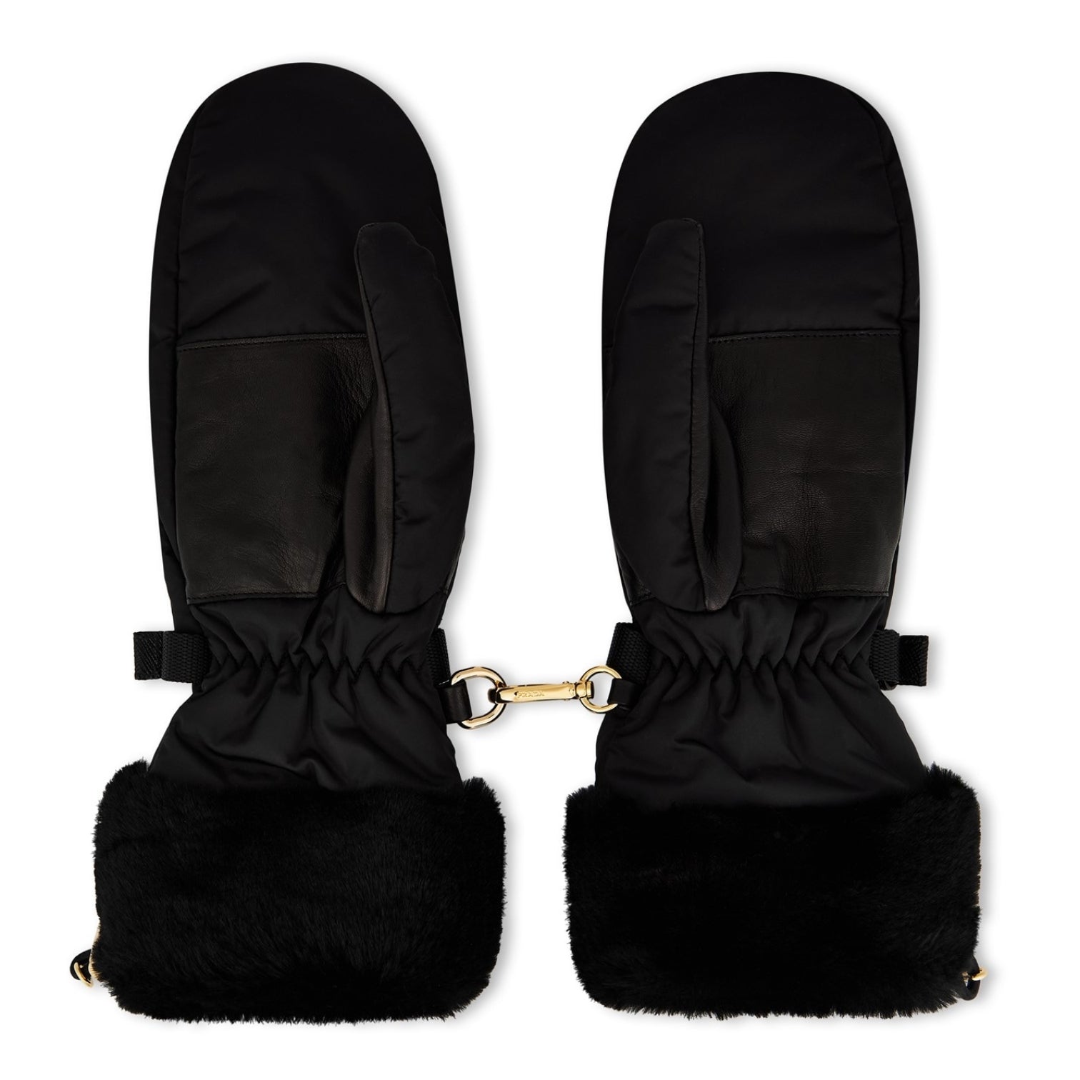 LUXURY HUB PRADA RE-NYLON SHEARLING MITTENS