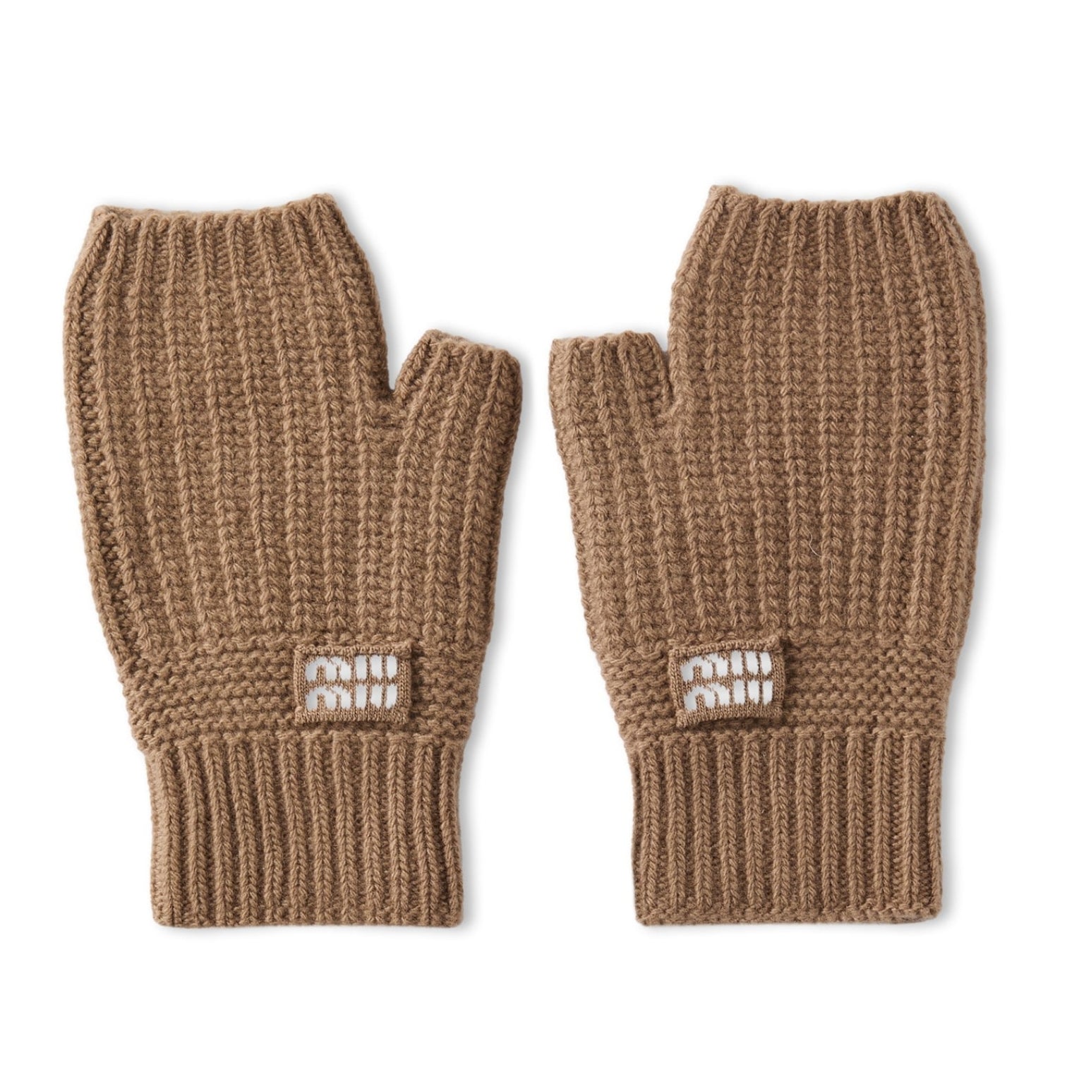 LUXURY HUB MIU MIU LOGO WOOL AND CASHMERE GLOVES