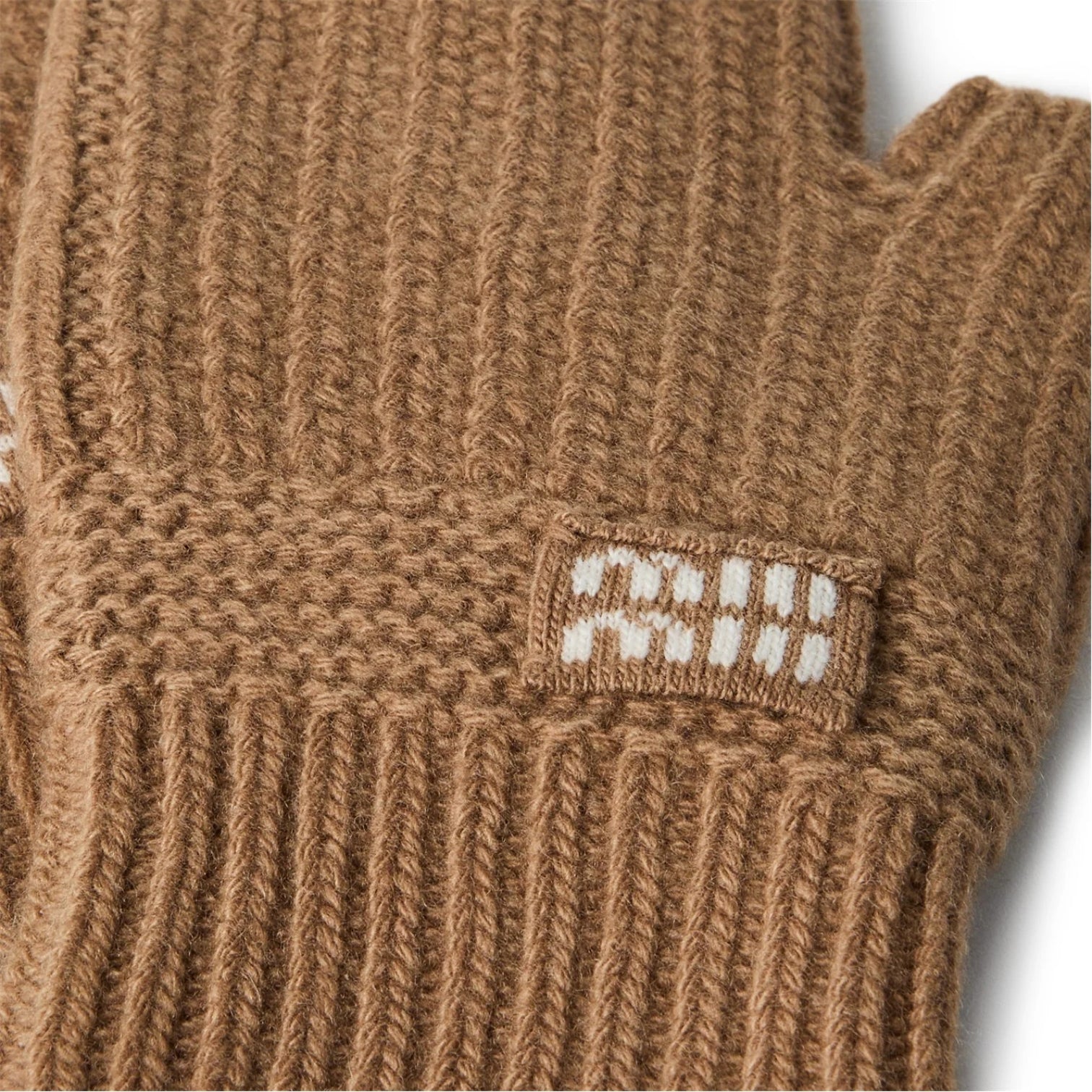 LUXURY HUB MIU MIU LOGO WOOL AND CASHMERE GLOVES