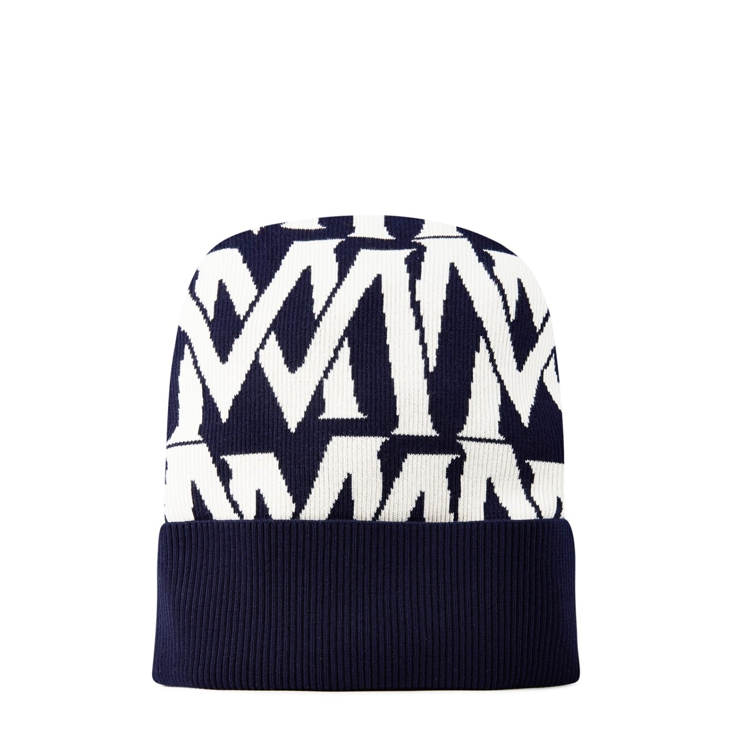 LUXURY HUB MONCLER LOGO INTARSIA RIBBED BEANIE