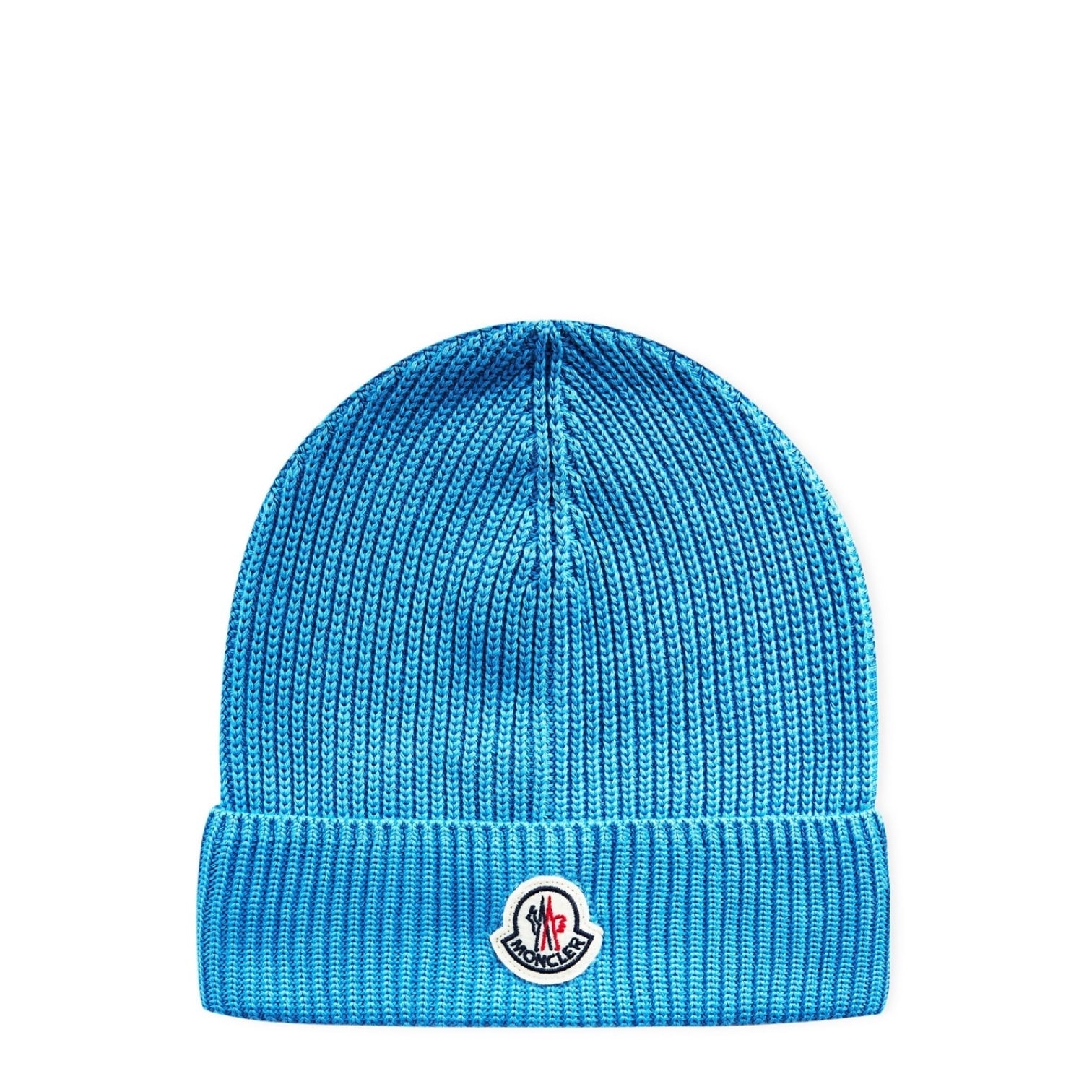 LUXURY HUB MONCLER BRAND PATCH RIBBED KNIT BEANIE