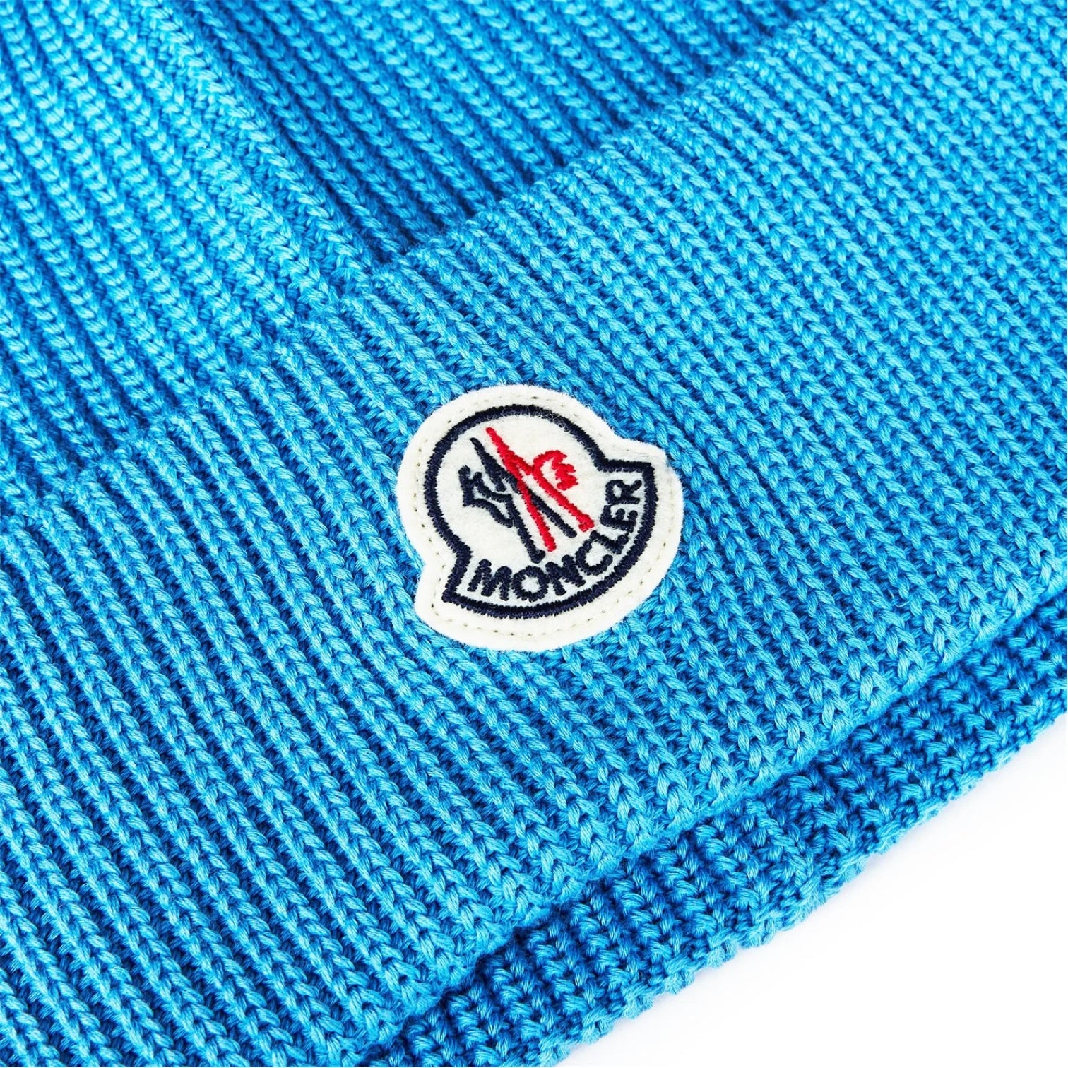 LUXURY HUB MONCLER BRAND PATCH RIBBED KNIT BEANIE