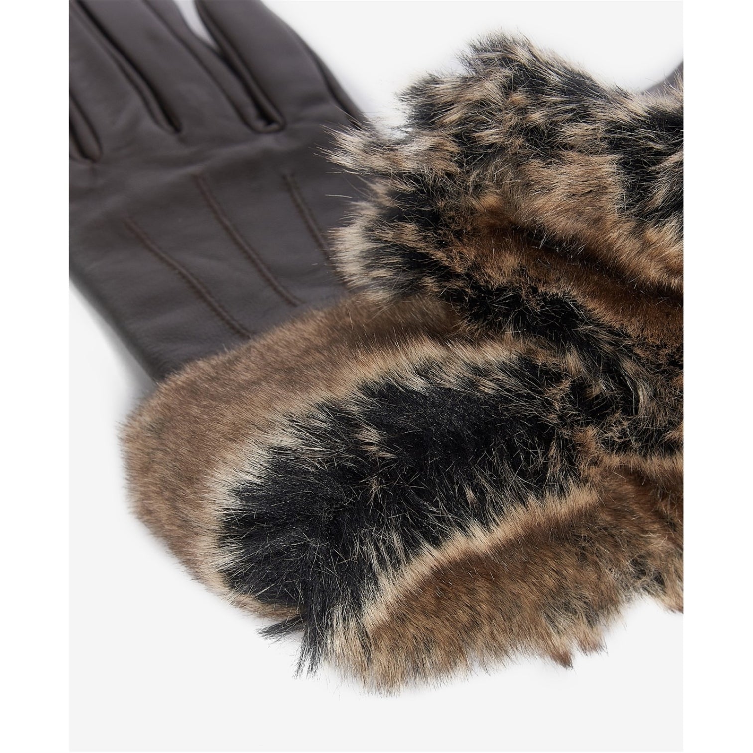 LUXURY HUB BARBOUR FUR TRIMMED LEATHER GLOVES