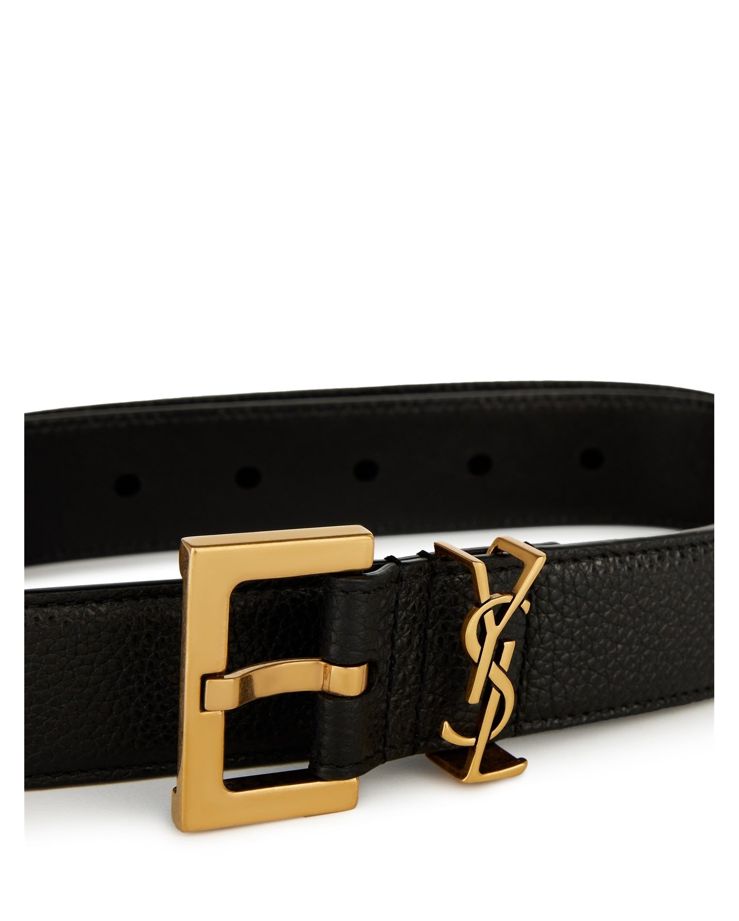 LUXURY HUB SAINT LAURENT MILO LOGO BUCKLE BELT