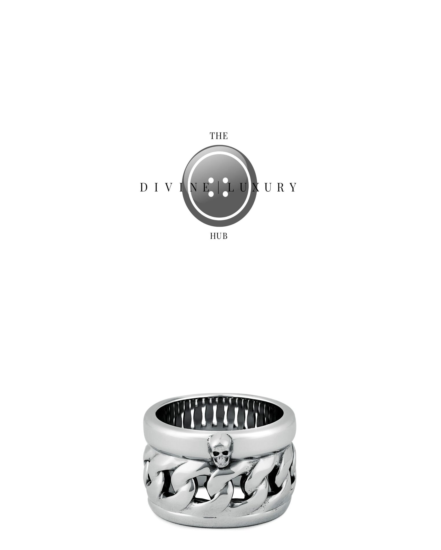 LUXURY HUB ALEXANDER MCQUEEN DYNAMIC SKULL CHAIN BAND RING