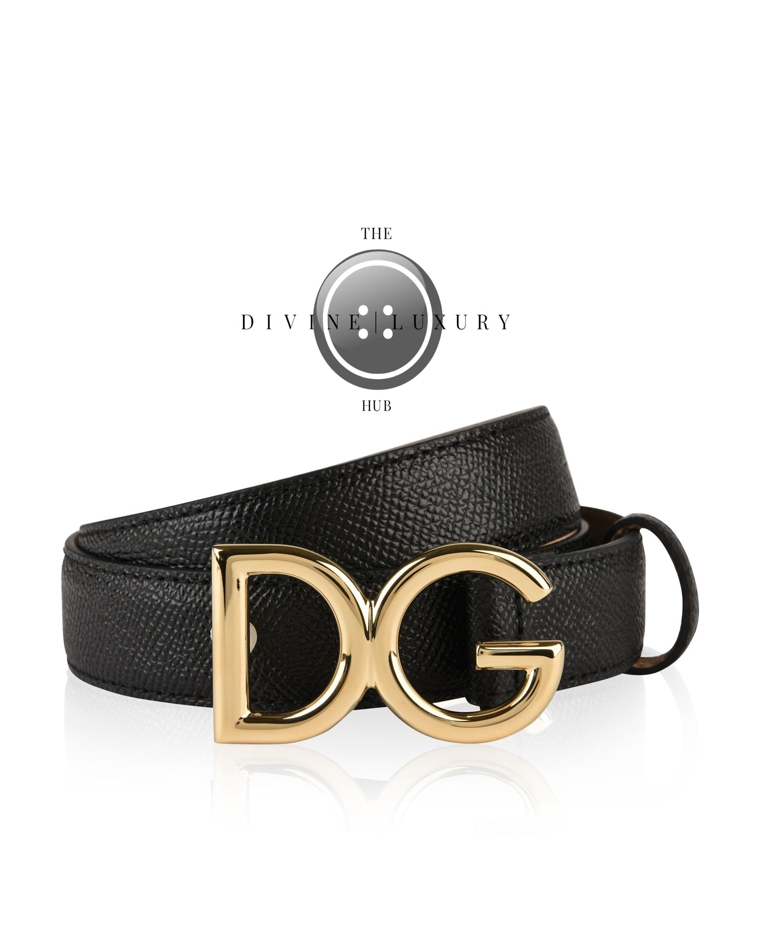 LUXURY HUB DOLCE AND GABBANA LOGO GRAINED LEATHER BELT