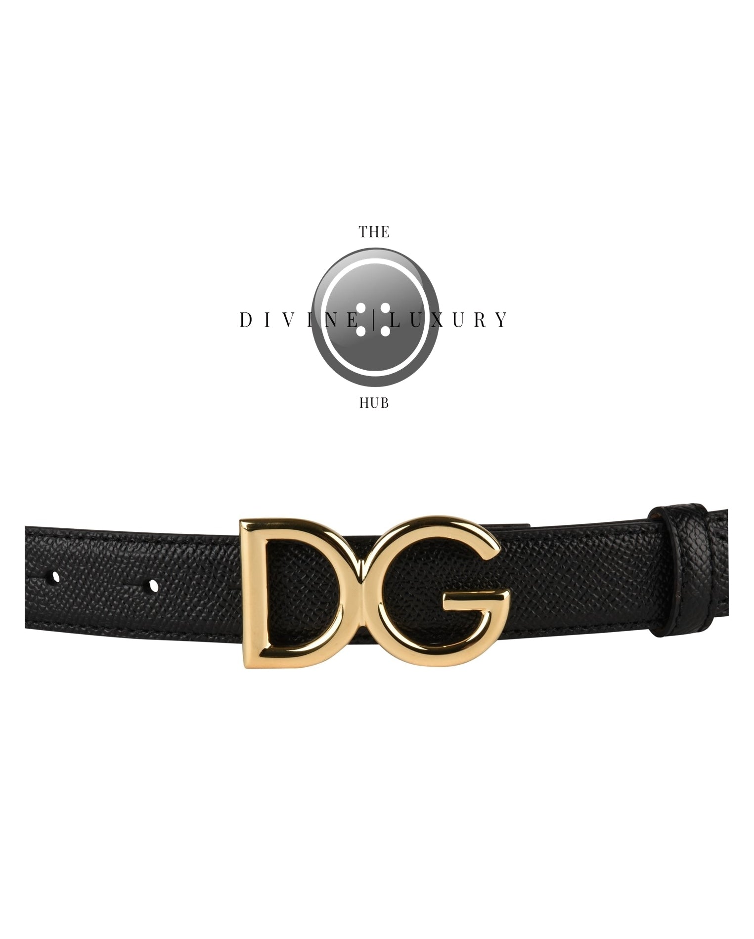 LUXURY HUB DOLCE AND GABBANA LOGO GRAINED LEATHER BELT