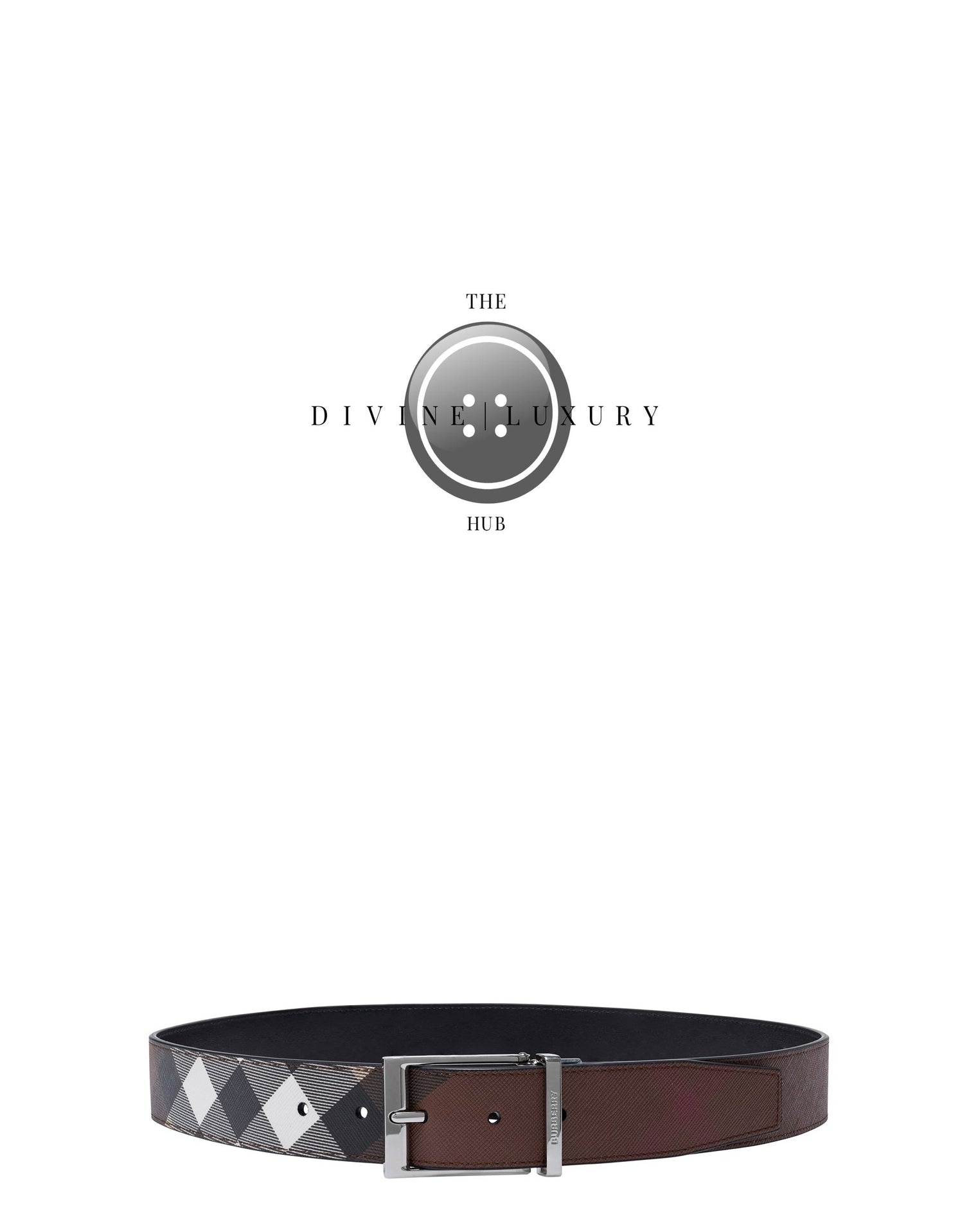 LUXURY HUB BURBERRY CHECK COTTON AND LEATHER BELT