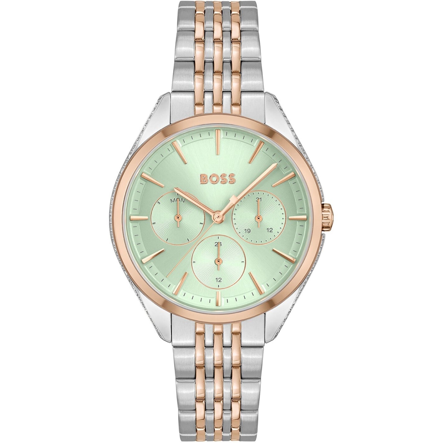 LUXURY HUB BOSS LADIES BOSS SAYA TWO-TONE BRACELET WATCH