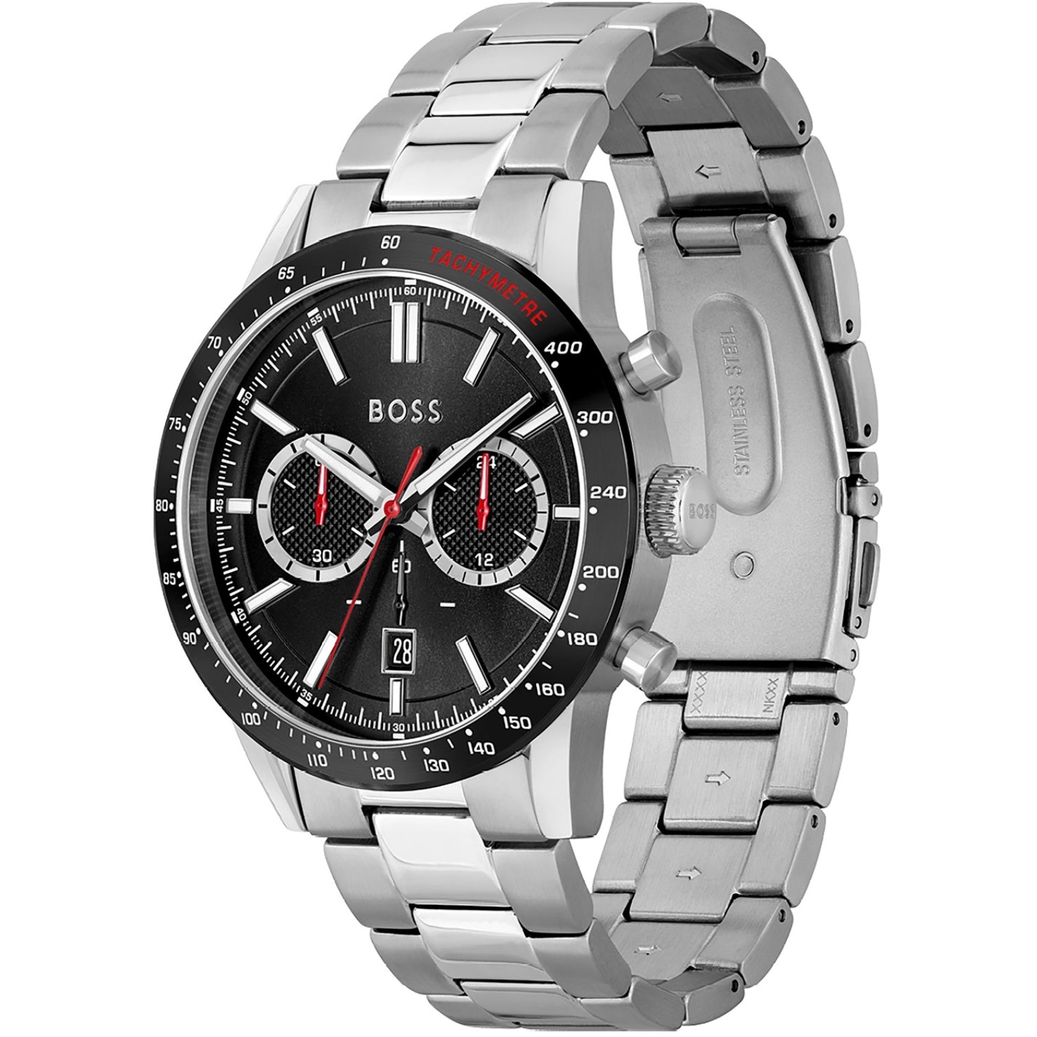 LUXURY HUB BOSS GENTS ALLURE STAINLESS STEEL BRACELET WATCH