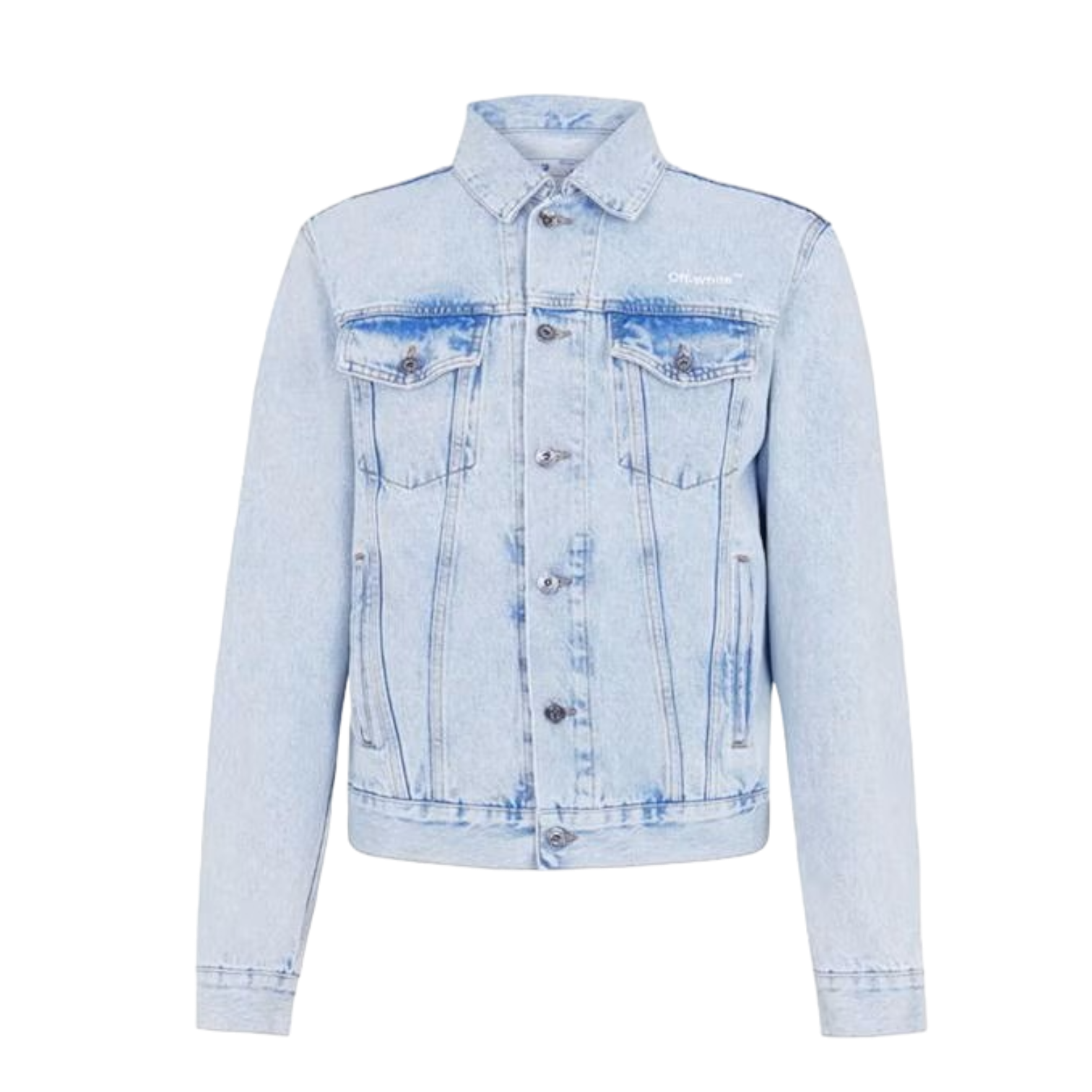 LUXURY HUB OFF WHITE DIAGONAL TAB DENIM JACKET