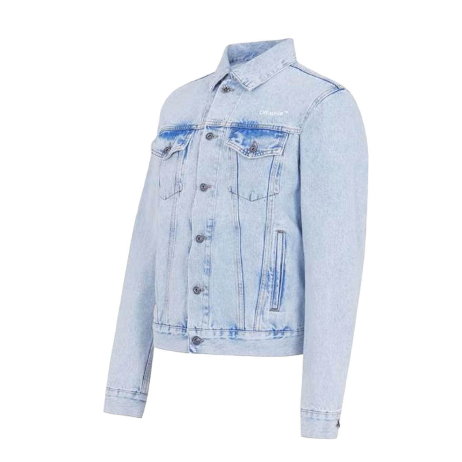 LUXURY HUB OFF WHITE DIAGONAL TAB DENIM JACKET