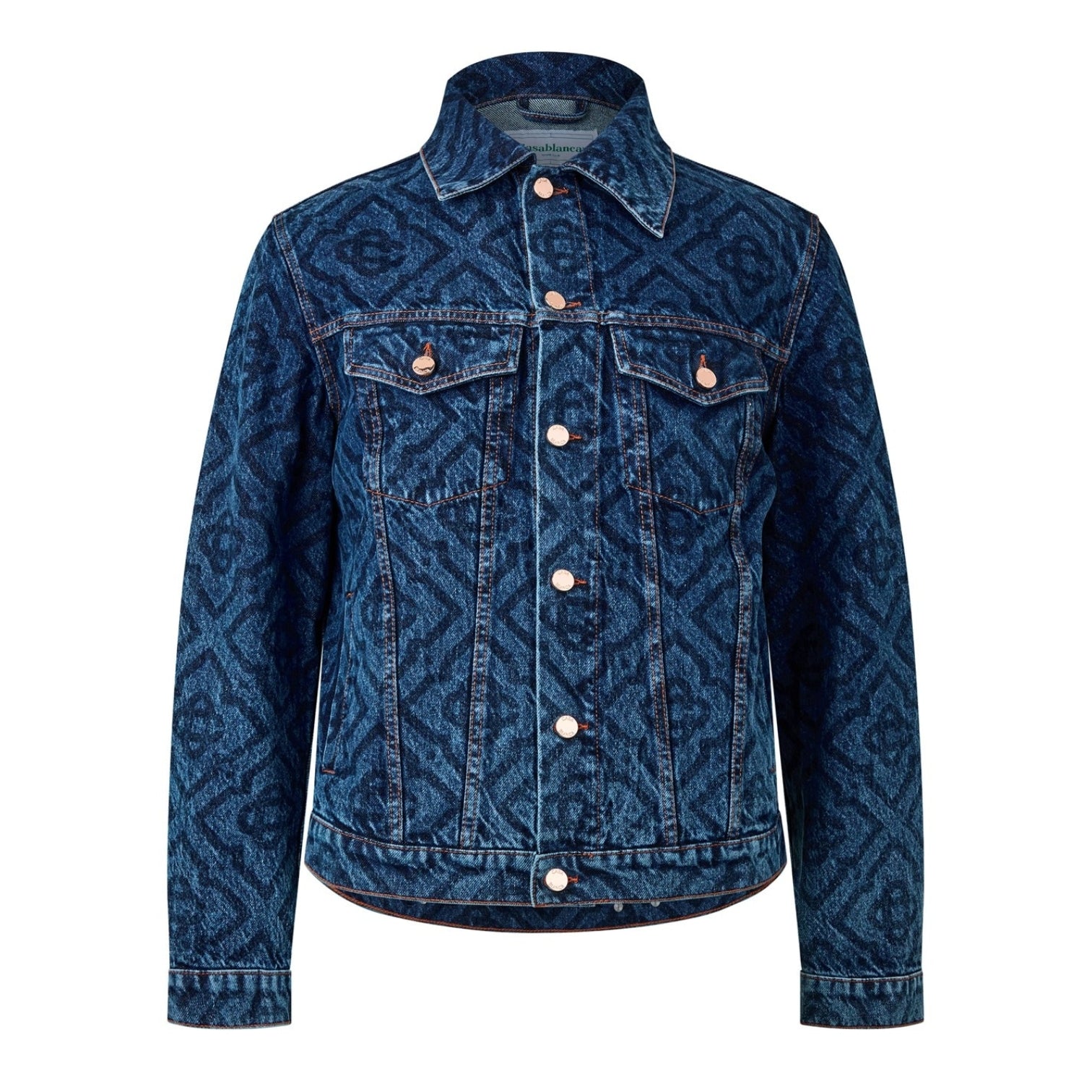 LUXURY HUB CASABLANCA LASER MONOGRAM DENIM JACKET