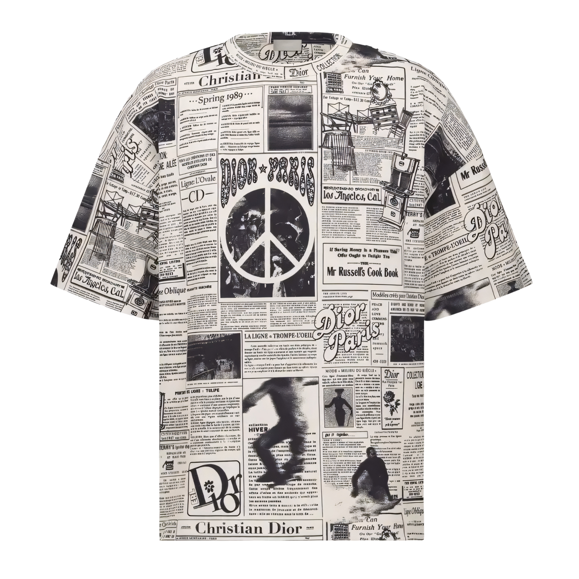 LUXURY HUB CHRISTIAN 'DIOR' ERL NEWSPAPER TEE